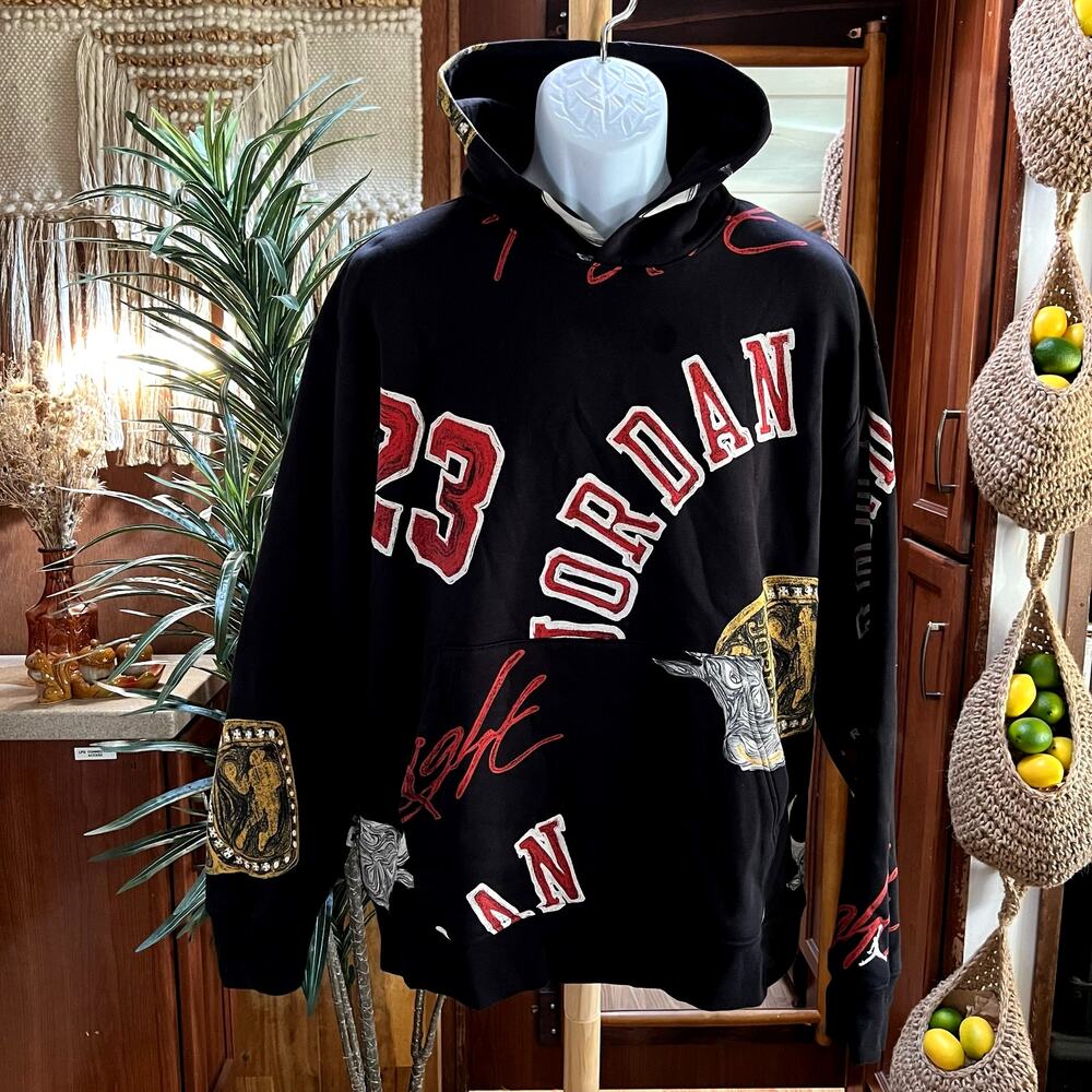Nike Air Jordan Brooklyn Fleece AOP Hoodie L | Bulls Chicago Graphic FN4545-010